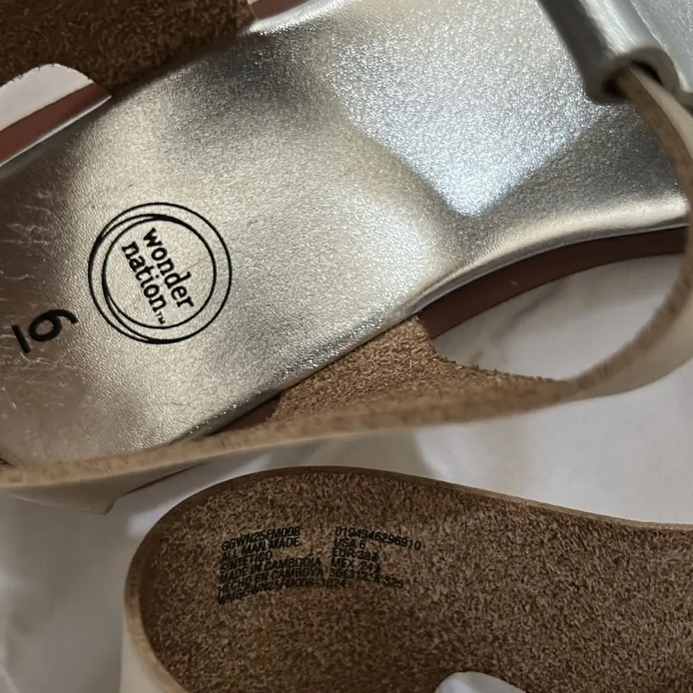 Wonder Nation Big Girls Gold-tone/Silver Fisherman Sandals(Size 6)